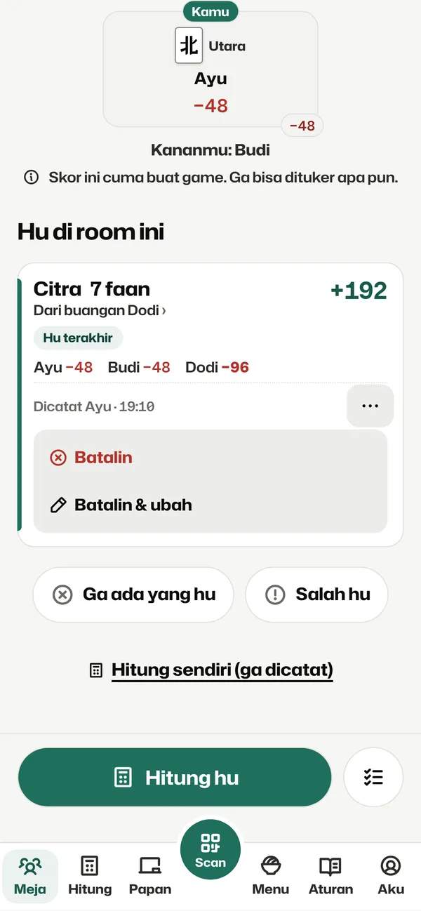 Menu Batalin untuk membatalkan hu